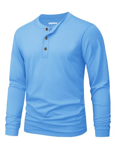 Image of MAGNIVIT Men's Long Sleeve Henley Shirts Cotton 3-Button Spring Casual T-Shirts Solid Color Soft Basic Tops 2026
