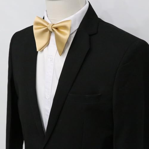 Image of Luckyvestir Oversized Bow Ties for Men, Pre Tied Clip on Men's Black Bowtie for Wedding Tuxedo Banquets Formal Wear