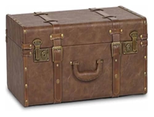 Ornements décoratifs vintage et grande malle en bois antique 48 cm
