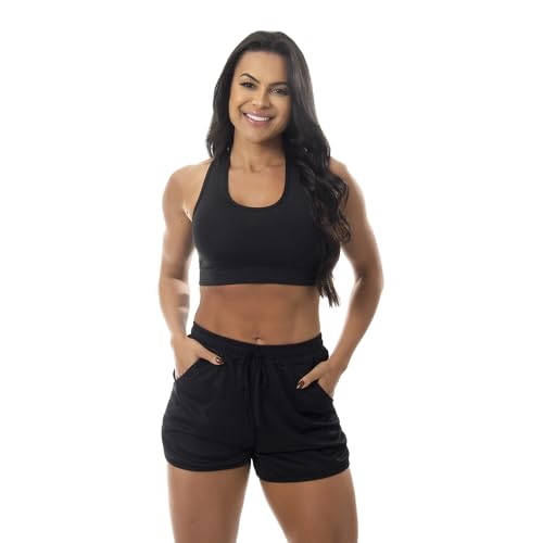Kit 2 Short Fitness Esportivo Corrida Treino Academia Bolso Feminino (BR, Alfa, GG, Regular, Regular