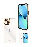 シズカウィル iPhone 13 用 ケース カバー サイドメッキ加工 メッキ2 クリアケース White(白色)