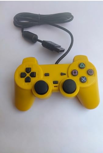 Image of Premium PS2 Compatible Wired Controller - High-Performance Gamepad for PlayStation 2 (All Models) Ergonomic Gamepad with Dual Vibration Feedback, Precision 360 Analog Sticks, Ergonomic Pro Grip - (SOLID YELLOW)