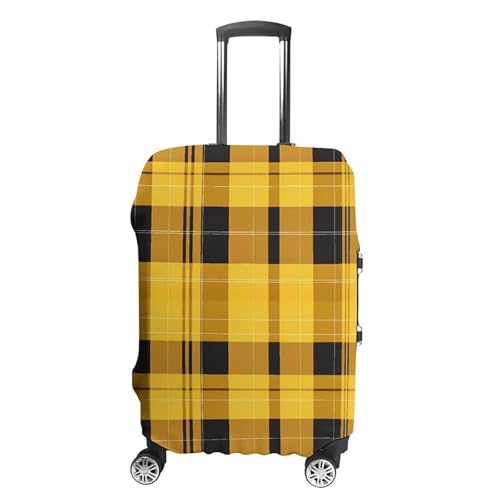 Plaid Checkered Yellow Travel Luggage Cover for Suitcase 19-32 Inches Elastic Washable Baggage Protector