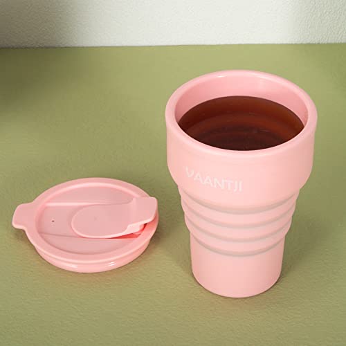 Vaantji 16Oz 375Ml Collapsible Travel Mug For Outdoor And Indoor Activities Traveling, Camping, Yoga, Holds Hot And Cold Drinks.(Pink) #TOP1