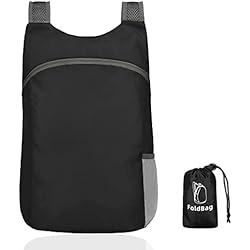 Mochila Plegable Bolsa de Senderismo Ultraligera Packable Mochilas de Viaje Backpack Mochila de Viaje para Mujer Mochila Deportiva Impermeable para Hombres Mujeres,Ciclismo,Acampada,Senderismo-Negro