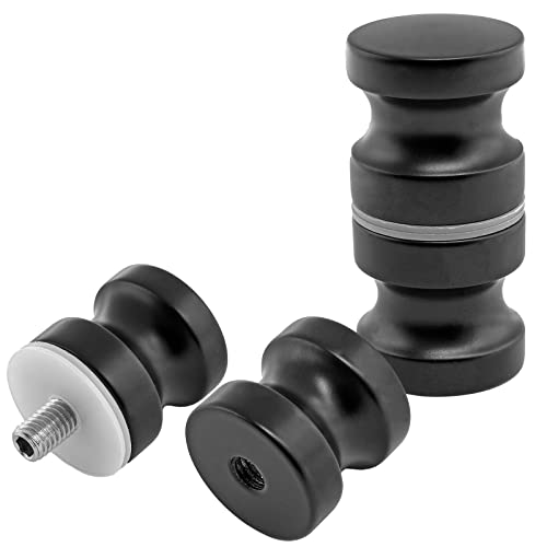 Unlorspy 2 Set Double Sided Shower Glass Door Knobs Solid Aluminum Alloy Back-To-Back Shower Door Knobs Bathroom Door Handle Knob For Glass Door (2.48" Height, Black) #TOP4