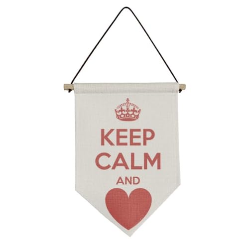 Drapeau en toile rouge Keep Calm à suspendre dans le salon ou bureau