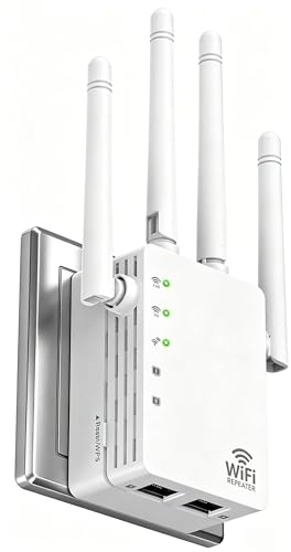 WiFi Extender, WiFi Signal Booster with 5.0G&2.4G Dual Band - 12880 Sq.Ft Coverage, 105 Devices, 1-Tap Setup, Ethernet Port & Faster Wireless Speed