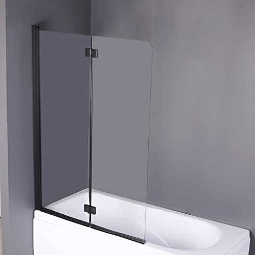 VBChome Mampara de ducha de 100 x 140 cm, color negro, plegable, protección contra salpicaduras, para bañera moderna, alta...