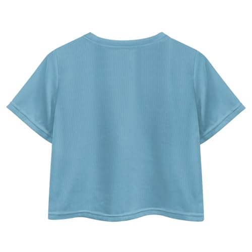 Image of Cute Crop Tops for Girls Short Sleeve Summer T Shirts Fashion Graphic Tees Crew Neck Pullover Tee 5-14 Years