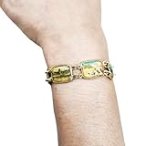 Pulsera Vintage Egipcia, Eslabones Esmaltados con Monumentos, Dorada, 21 cm