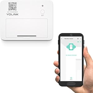 YoLink LoRa Smart Vibration Sensor; Smart Shock, Glass Break, Tamper, Movement Detector, Generator Running, Email/SMS/Push Alerts, 1/4 Mile Open Air Range, Alexa, Hub is not Included