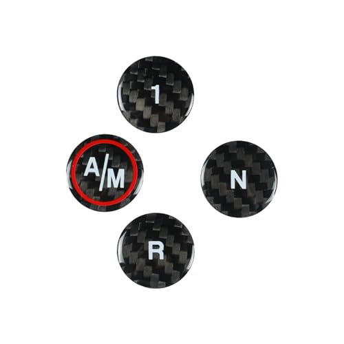 FINMOKAL Lot de 4 autocollants en fibre de carbone véritable pour bouton de levier de vitesse compatible avec Fiat Abarth 500 595 695 (noir)