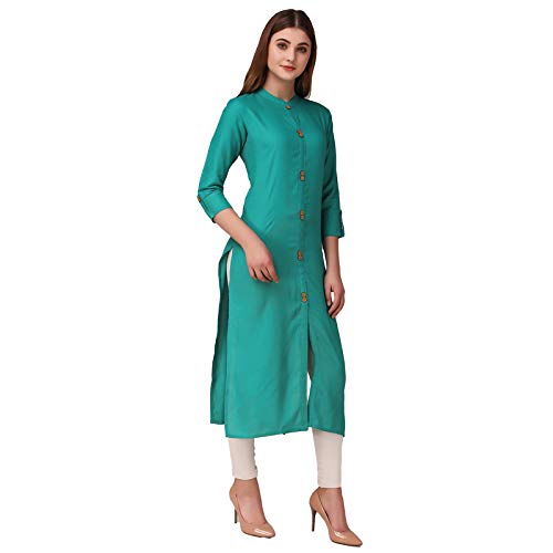 Image of NEW4U Women's Solid Rayon Straight Kurta