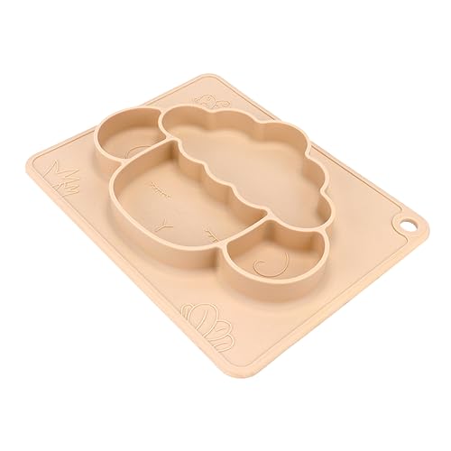 ERINGOGO plato llano antideslizante bol pequeño placas con Lámina cuencos para pequeños tazones de destete plato de alimentacion plato de comida suplementaria gel de sílice Beige