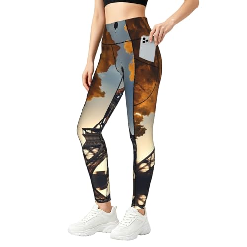 Leggings con estampado de Torre Eiffel para evitar molestias al entrenar gracias a bolsillos