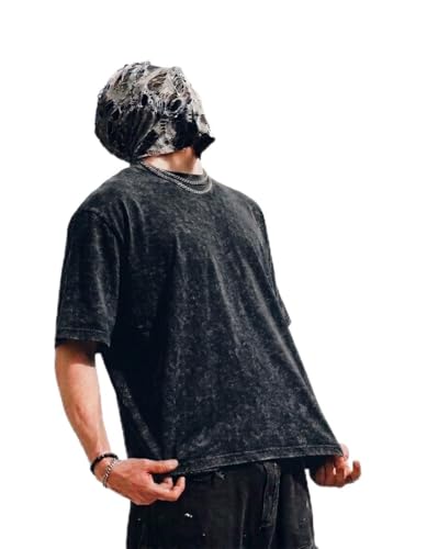 Image of Moonkey Cotton Oversized Drop Shoulder T-Shirt Acid Wash Street Style