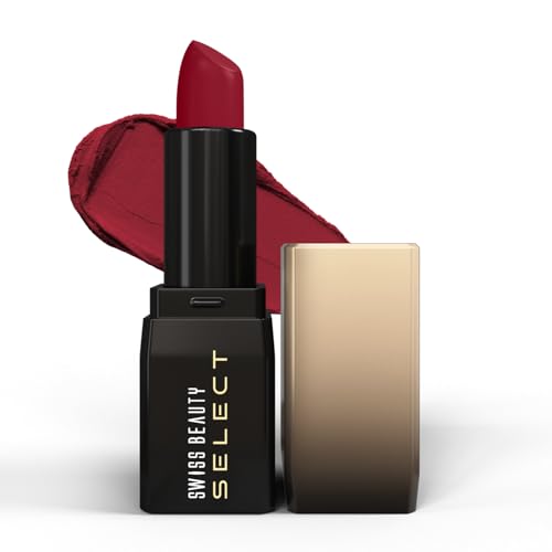 Image of Swiss Beauty Select Dare To Matte Creamy Lipstick | with Velvety matte finish | Long Lasting Stay | with Vitamin E | Shade- Red Lounge, 3.8g |