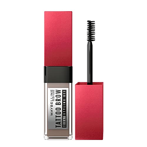 Maybelline New York Tattoo Brow 3 Day Styling Brow Gel - Grey Brown, Semi-permanent Tinted Eyebrow Gel, Water, smudge & Transfer-proof. Tattoo Brow 3 Day Styling Brow Gel Last Up To 3 Days | 6ml