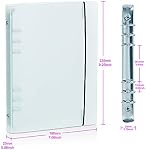 A5 6 Ring Binder Cover with Snap Button Closure Loose Leaf Folders Notebook Shell Protector for 6 Hole Planner Pages Refill Insert (Translucent Plastic)