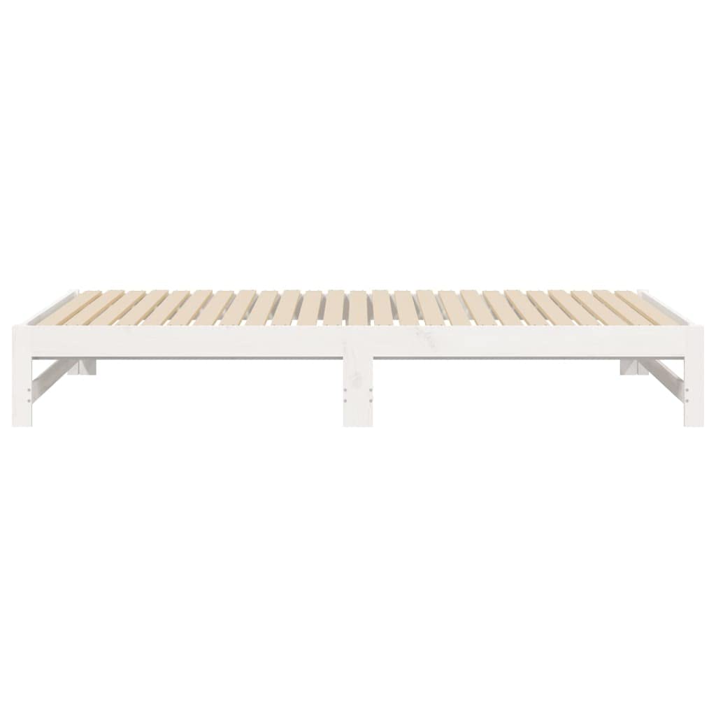 vidaXL Sofá Cama Extraíble para Invitados Plegable Mobiliario Mueble Multiusos Salón Sala de Estar Madera Maciza de Pino Blanco 2X(80x200) cm