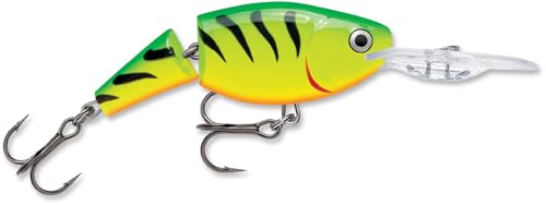 Rapala, Essential Fishing Lure, Jointed Shad Rap, Größe: 5cm/8g, Suspending Süßwasser-Köder, Schwimmtiefe: 1,8-3,9m, Material mit Kunststoffkonstruktion, Fire Tiger FT