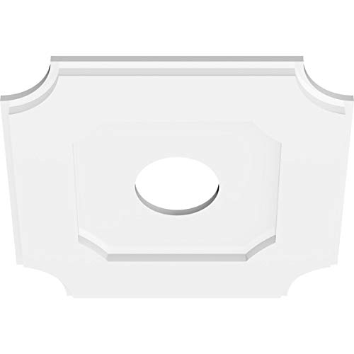 Image of Ekena Millwork CMP16LE-04000 Locke Architectural Grade PVC Contemporary Urethane Ceiling Medallions 16 inchOD x 4 inchID x 9 1 /2 inchC x 1 inchP