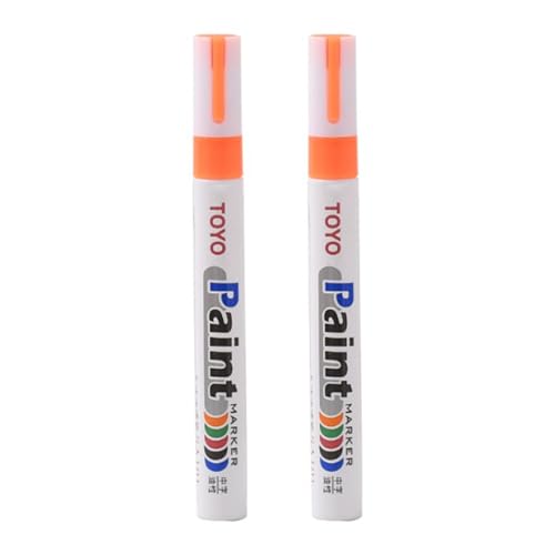 2Pcs Tire Paint Pen Marker Lettering Permanent Waterproof Ink Fill Paint Pens for Car Vehicle Motorcycle Tyre Orange