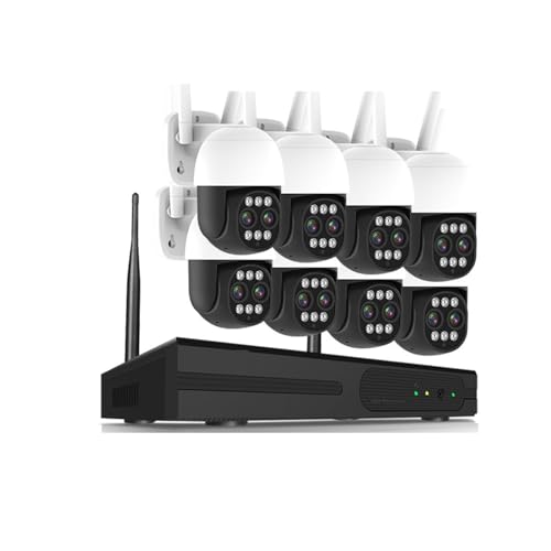 Equipo de videovigilancia De cámaras de Seguridad IP 10CH 4K PTZ 10X Zoom Kit NVR inalámbrico for Exteriores visión Nocturna en Color Kit de cámara de vigilancia CCTV 8CH(3T,10CH NVR 8Pcs Camera)