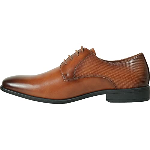 Bravo! Men Dress Shoe King-7 Classic Lace Up Oxford With Leather Sock Medium And Wide Width Cognac Men Size 10.5W #TOP5