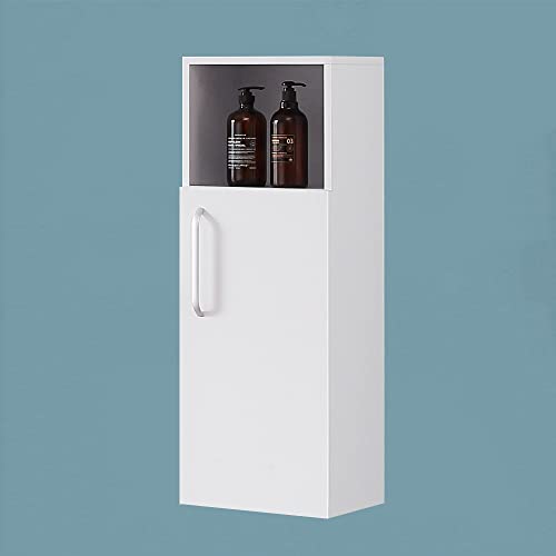 Biubiubath Meuble de Salle de Bain, Armoire Basse Meuble Rangement, Meuble Demi-Colonne de Salle de Bain avec étagère Ouverte et Porte. 30 x 26.8 x 85cm(L x P x H) Cover