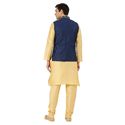 Image of Sojanya (Since 1958 Men'S Silk Blend Kurta Pyjama & Nehru Jacket Combo
