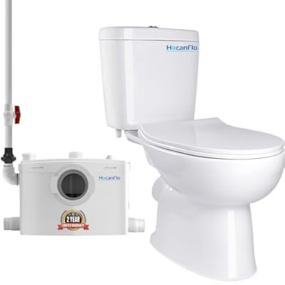 800Watt Macerating Toilet with Pump, Upflush Toilet For Basement,Upflush Power Dual Flush Toilet with 4 Water Inltes For Bathroom, Shower, Laundry