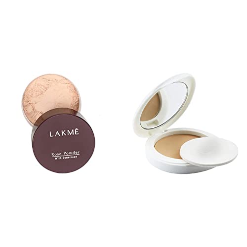 Image of LAKME Rose Matte Face Powder for Oily Skin Type, Soft Pink, 40G And Lakme Perfect Radiance Compact, Ivory Fair 01, 8G