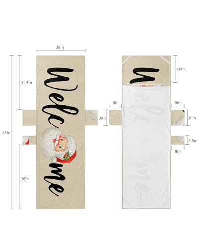 Santa, Beach Lounge Chair Towel Cover, Soft Chaise Lounge Towel with Side Pockets Patio Pool Chairs Cover for Beach/Pool Sunbathing 29x85 Merry Christmas Winter Berry Farmhouse Beige