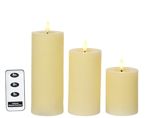 Bougies LED pilier rustique crème à piles avec éclairage blanc chaud - 2