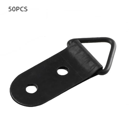 Image of dophee 50Pcs Triangle D-Ring Picture Frame Hangers with Screws for Hanging Display Paintings Clock Artwork Picture Frame Hook Photos Home Decoration 1.54 inchx0.71 inch - Black