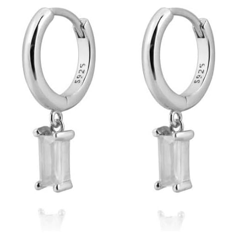 14K Gold Plated Hoop Dangle Earrings for Women - S925 Sterling Silver Lightweight Drop Cubic Zirconia Dangle Earrings- Huggie Earrings for Women- Dangly Chain Earrings for Woman Cover