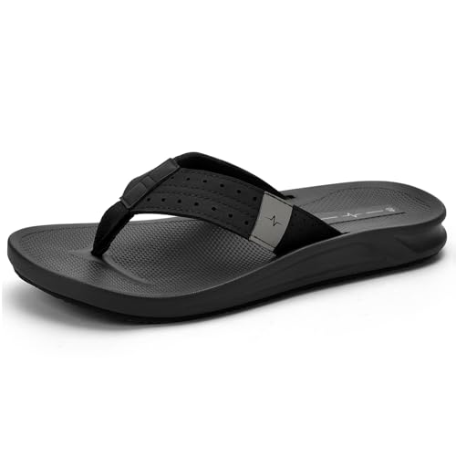 Men's Ultra Soft Cushion Flip Flops with Arch Support, Quick Dry Thong Sandals for Indoor & Outdoor Comfort
