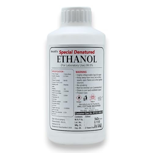 Image of Special Denatured Ethanol 99.5% for Laboratory Use - High Purity Chemical Solvent & Laboratory Grade Alcohol | Absolute Ethanol Liquid for Research, Cleaning & Formulation | 500ml