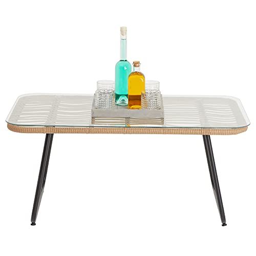 IDIMEX Beistelltisch BOREAL, schöner Gartentisch mit Glasplatte, rechteckiger Ablagetisch mit Rattan, schöner Outdoor… – Bild 3