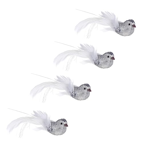 ULTECHNOVO 4piezas Decoración De Simulación De Aves Artefactos De Pájaros De Artesanía para Árbol De Navidad Decoración para Fiestas Hoteles y Hogares con Clip y Lentejuelas Brillantes