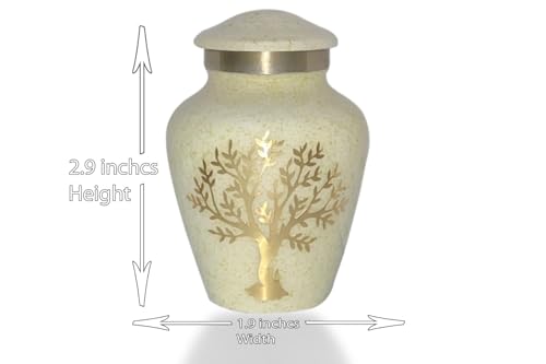 Image of Tree of Life Keepsake Small Keepsakes Urn for Human Ashes - Decorative Urn for Ashes Adult Female & Male, Funeral Urns - Pearl Marble
