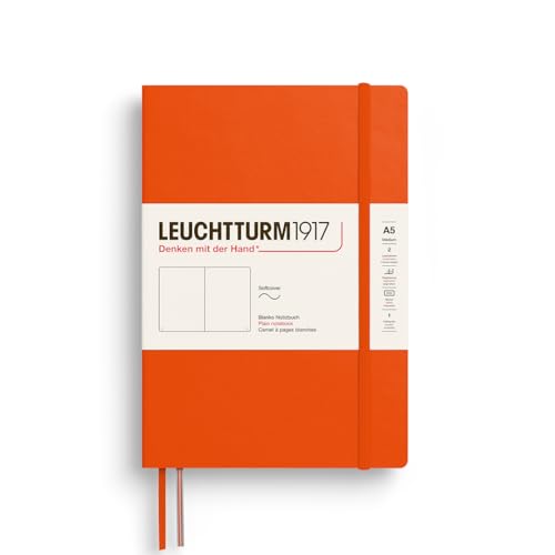 LEUCHTTURM1917 373996 Notizbuch Medium (A5), Softcover Schreibbuch, 123 nummerierte Seiten, Pumpkin, blanko