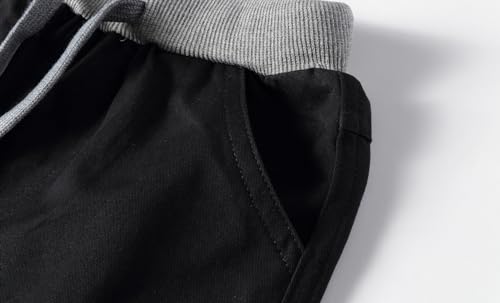 Mud Kingdom 3T Boy Pants Toddler School Uniform Drawstring Elastic Adjustable Waist Casual Contrasting Colors Black4