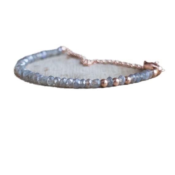 Bracelet labradorite anti-ternissement perles 3.5mm ajustables avec fermoir solide en or
