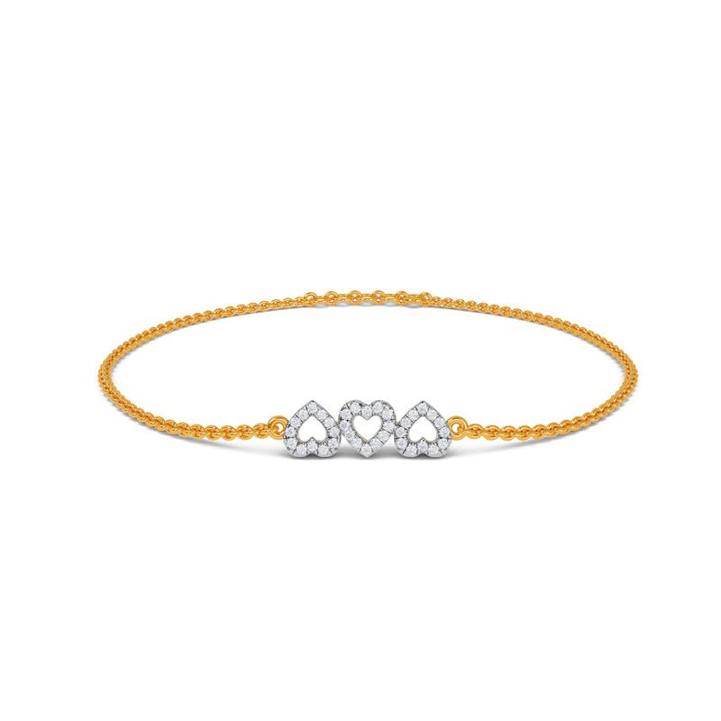Image of KISNA 14KT|18KT BIS Hallmark Pure Gold Heart bracelets For Women Size -7