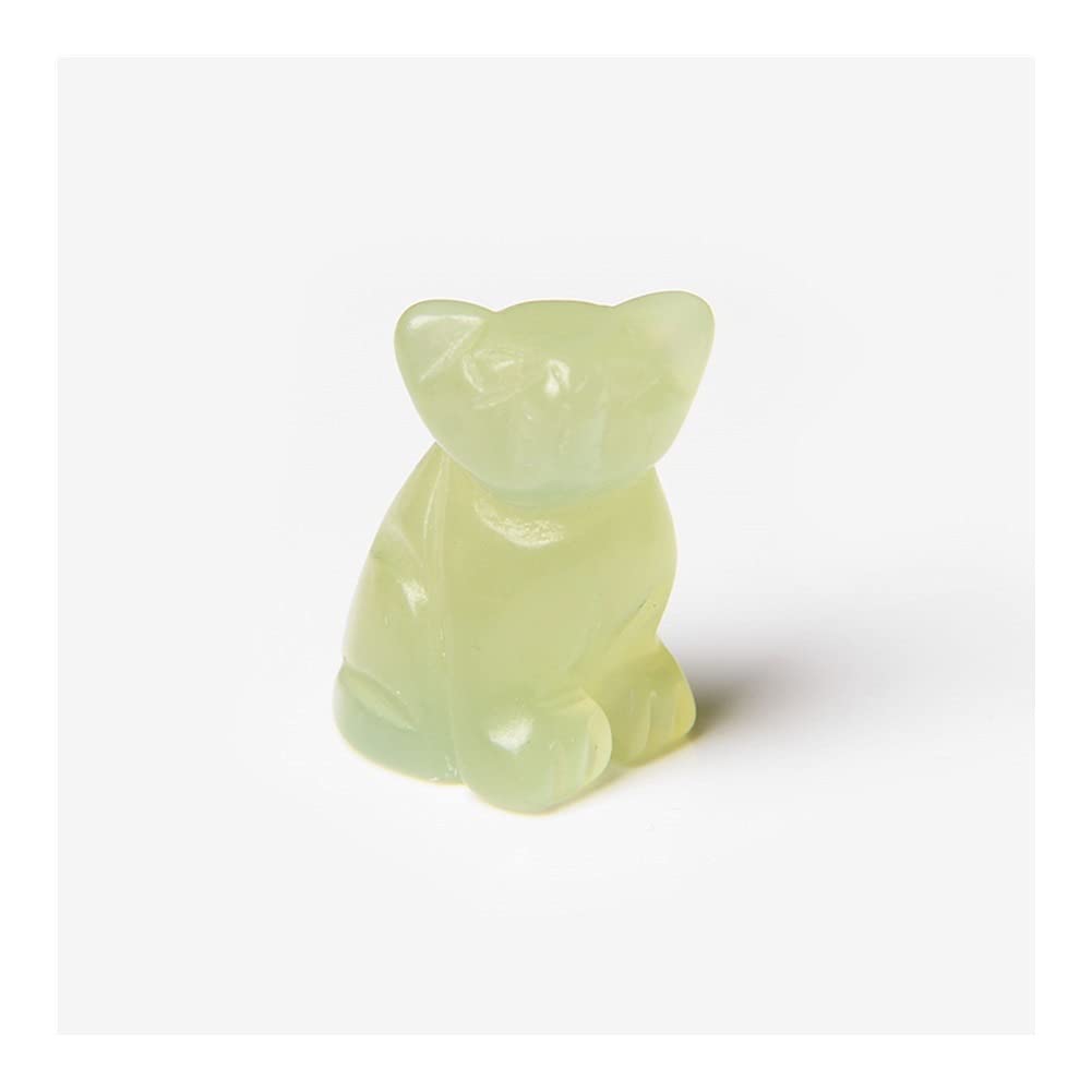 SnamicE Natural crystal rough 1PC Cat Eagle Statue Lucky Natural Carving Crystal Stone Animals Figurines Stone Decoration Gifts Crafts,Green