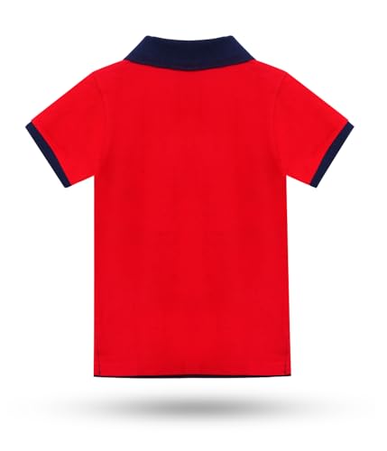 Image of Kids Boys Cotton Polo T-Shirt | Regular Fit Collar Tee (2-16 Years) | Multi-Colour Variants