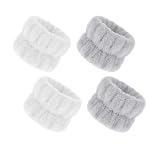 4 Pcs Face Wash Wristbands, Wrist Bands For Face Washing, Microfiber Wrist Wash Band, Elastic Wrist Wash Band,For Skincare Women Girls Keep Liquid From Spilling Down Arms(White And Gray)
